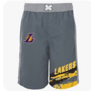 Youth Los Angeles Lakers‎ Gray Heat Wave Swim Trunks